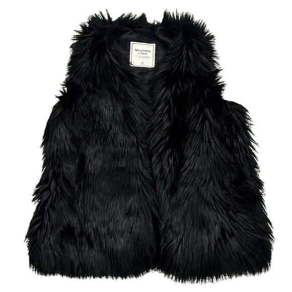 Abercrombie & Fitch Jackets & Blazers - Y2K Abercrombie & Fitch Soft Faux Fur Glamour Black Women’s Vest - Size M